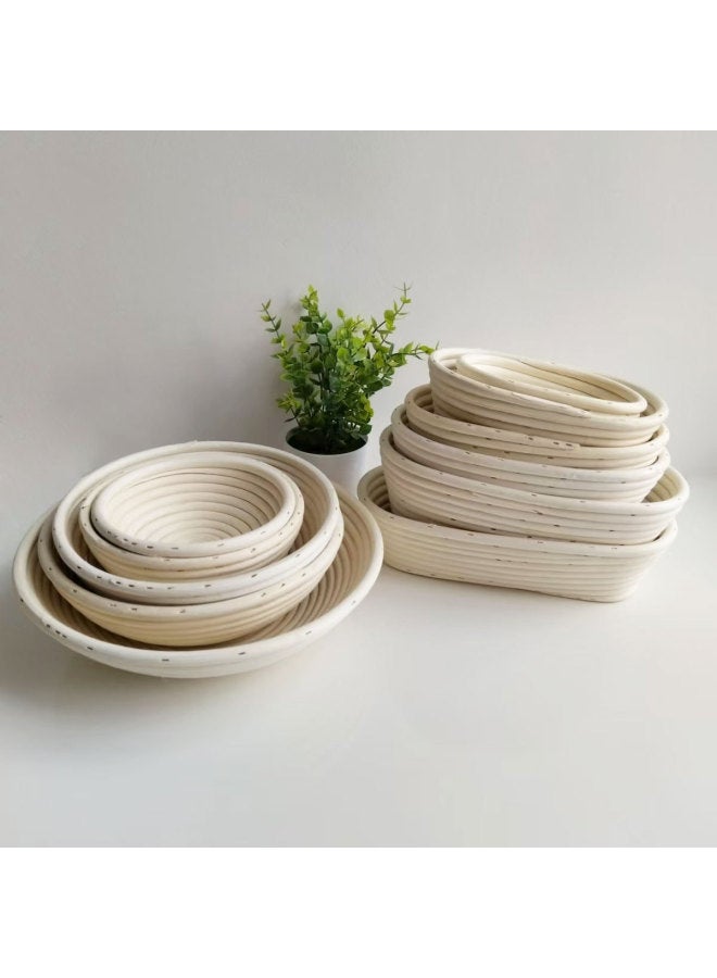 Vietnam Handmade Woven Vine European Style Bread Basket Faking Artifact For Baking Household Rattan Round Oval Fermentation Bowl-Color:Original Color Fermentation Bowl Round (with Cloth Cover) 20*9cm - Image 3