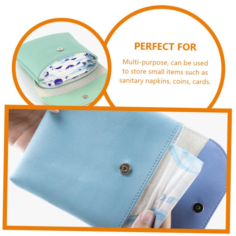 Portable Sanitary Pad Pouch For Women Travel School Compact Coin Bag Green Blue - Image 4