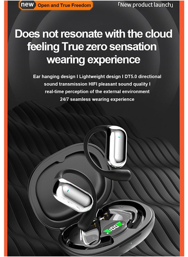 LEXIN - Open Ear Bluetooth Headphones With Earhook,Waterproof Earphones Built in Mic With Charging Case,Black - Image 1