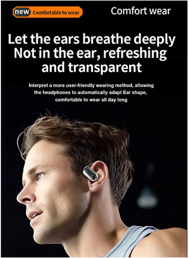 LEXIN - Open Ear Bluetooth Headphones With Earhook,Waterproof Earphones Built in Mic With Charging Case,Black - Image 1
