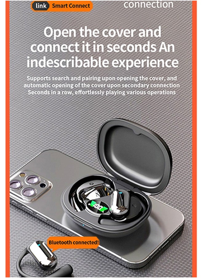 LEXIN - Open Ear Bluetooth Headphones With Earhook,Waterproof Earphones Built in Mic With Charging Case,Black - Image 1