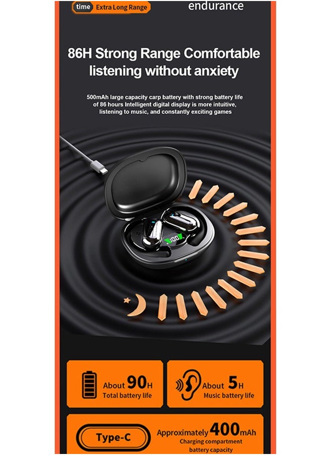 LEXIN - Open Ear Bluetooth Headphones With Earhook,Waterproof Earphones Built in Mic With Charging Case,Black - Image 1