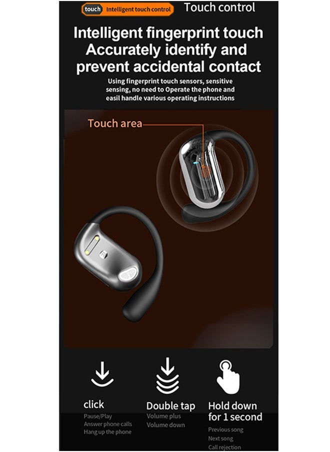 LEXIN - Open Ear Bluetooth Headphones With Earhook,Waterproof Earphones Built in Mic With Charging Case,Black - Image 1