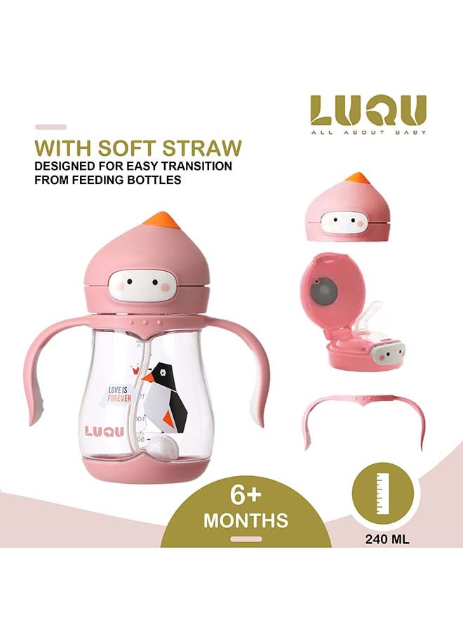 LuQu Straw Cup Tritan 240ml Pink - Image 2
