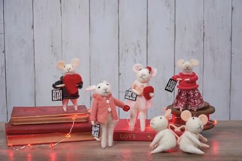 Primitives by Kathy Mouse - Heart Happy,Grey/White, 1.75x4.5 inches - Image 2