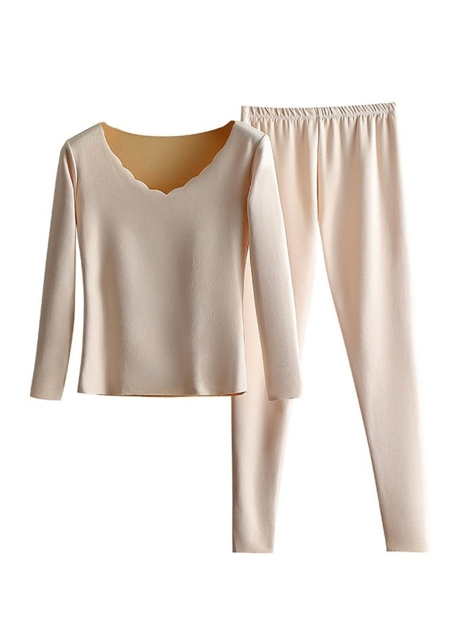 Women's Ultra Soft Thermal Underwear Set with Fleece Lining Women's Crew Neck Tops and Pants Long Sleeve and Warm Winter Pants Clothing