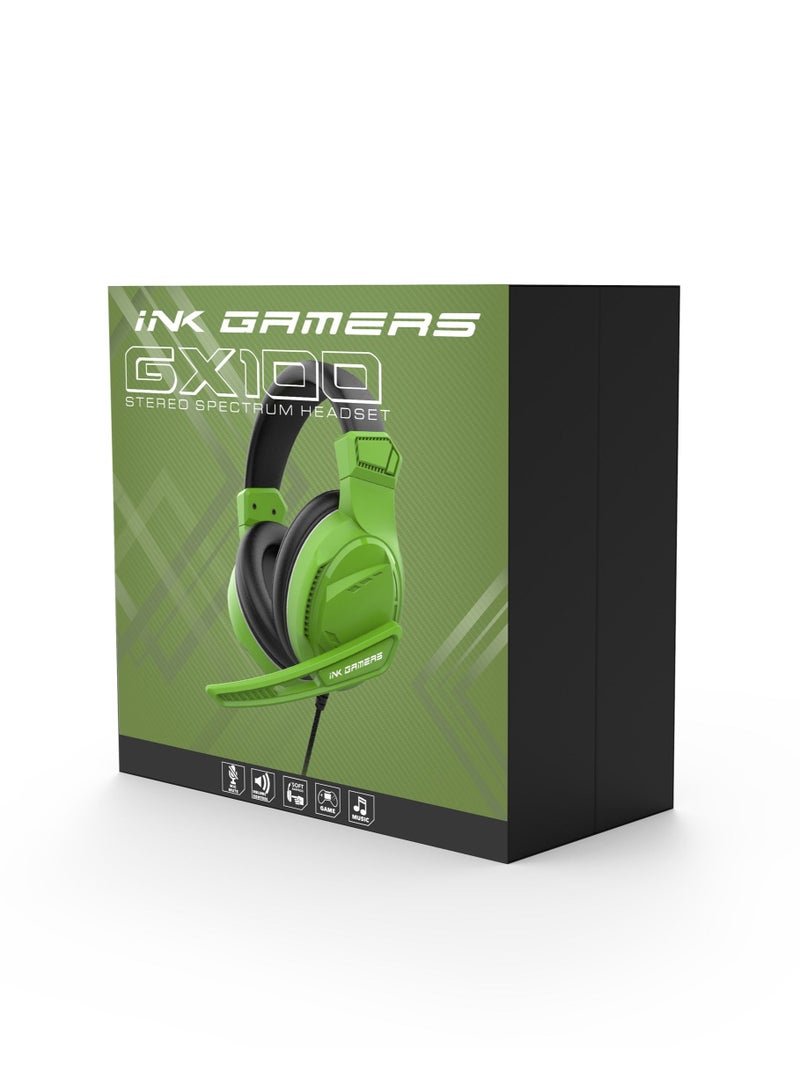 INK GAMERS GX100 Over Ear Wired Gaming Headphones for PS4 / PS5 / XBox / Switch / PC - Green - Image 5