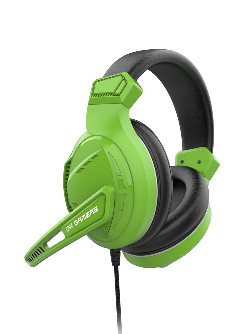 INK GAMERS GX100 Over Ear Wired Gaming Headphones for PS4 / PS5 / XBox / Switch / PC - Green - Image 4