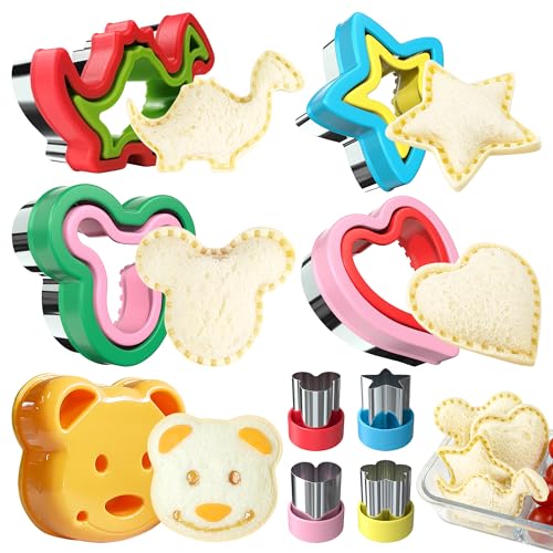 AKHMLEF Sandwich Cutter and Sealer, Sandwich Cutter for Kids 5 PCS（BIG）, Decruster Sandwich Maker, Great for Lunchbox and Bento Box - Boys and Girls Kids Lunch - Image 1