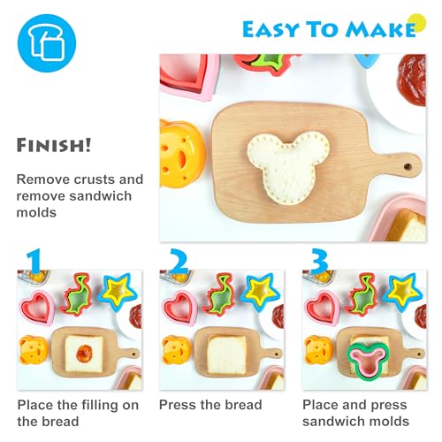 AKHMLEF Sandwich Cutter and Sealer, Sandwich Cutter for Kids 5 PCS（BIG）, Decruster Sandwich Maker, Great for Lunchbox and Bento Box - Boys and Girls Kids Lunch - Image 5