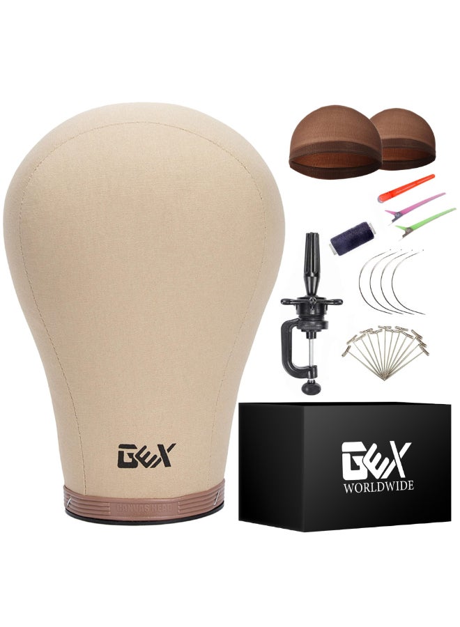 gexworldwide GEX 2024 Cork Canvas Block Head Mannequin Head Wig Display Styling Head With Mount Hole 20 - Image 3