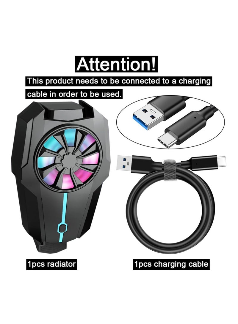 SYOSI Mobile Phone Cooler Fan with LED, Phone Fan for Gaming RGB Light, Portable Mobile Phone Radiator Cooler, Mobile Phone Radiator, for All The Smartphones - Image 2