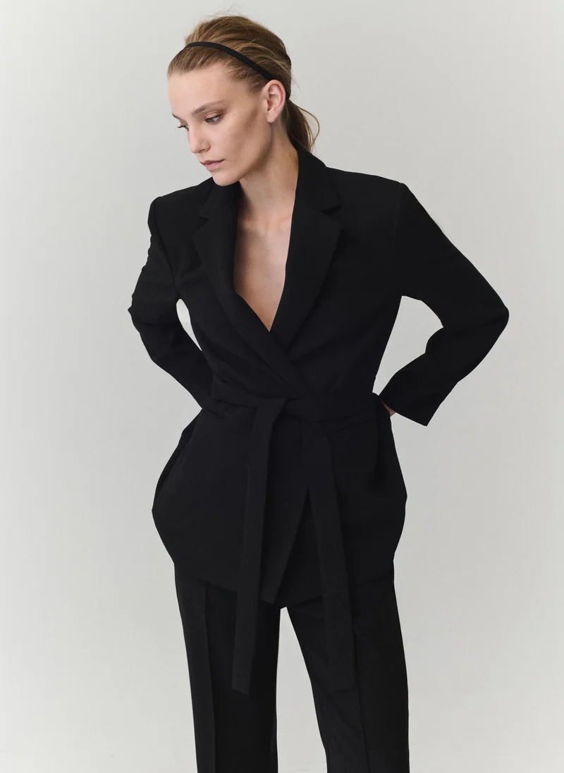 Mango 99-NEGRO Flared Trousers With Seams for Women | Best Price UAE