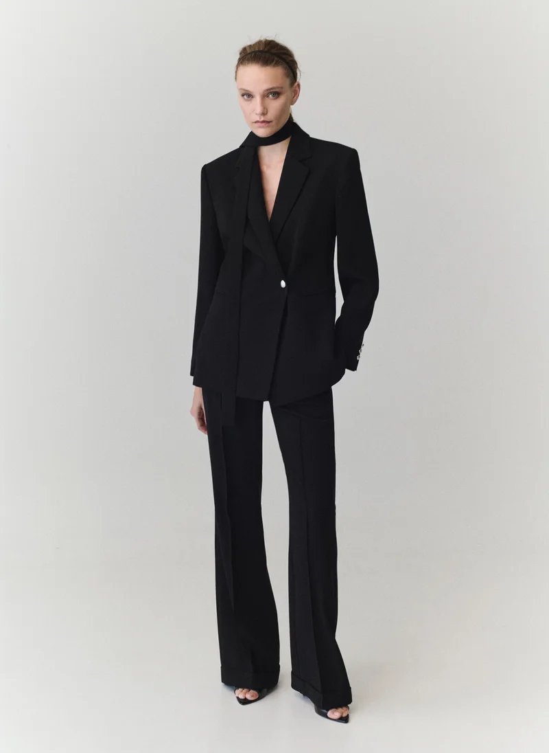Mango 99-NEGRO Flared Trousers With Seams for Women | Best Price UAE