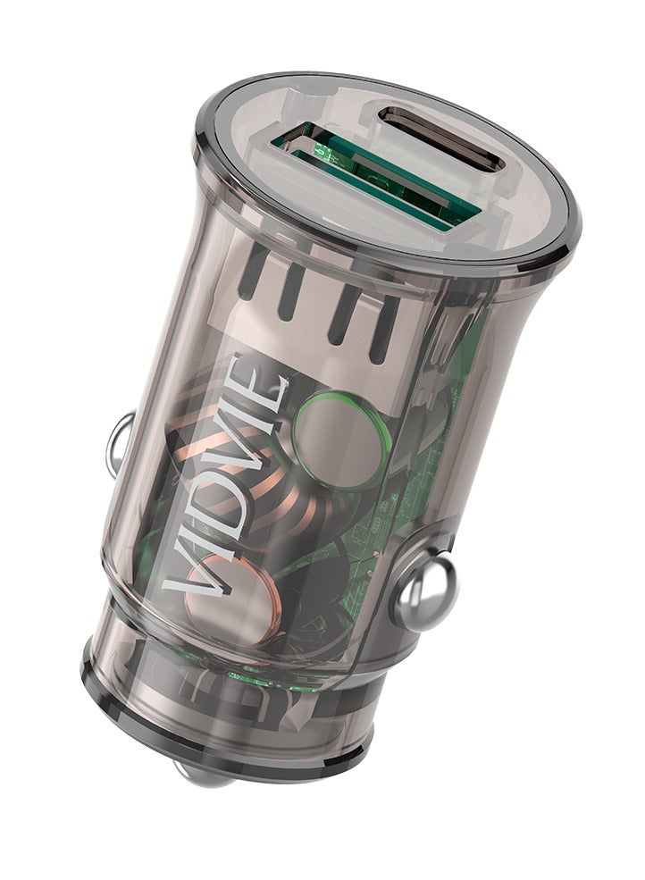 Vidvie Mini Transparent PD Car Charger PD 30 Watt 3A 2 Ports CC534 - Image 3