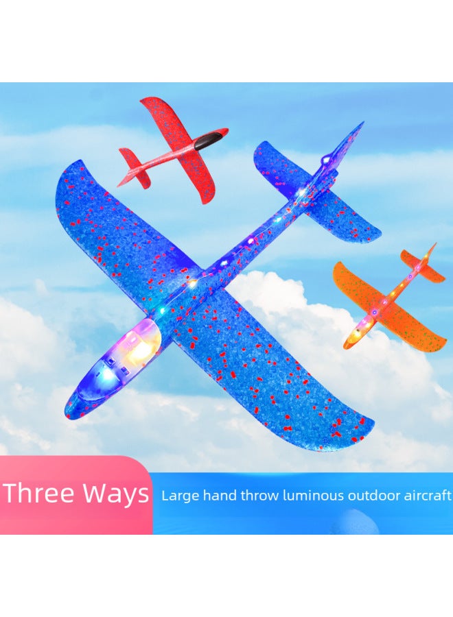 Large Hand Throwing Aircraft Light-emitting Toy Children's Foam Aircraft Swing Throwing Gliding Outdoor Sliding Aircraft Drop-resistant-Specifications:Small Size Aircraft Color Random  - Image 2