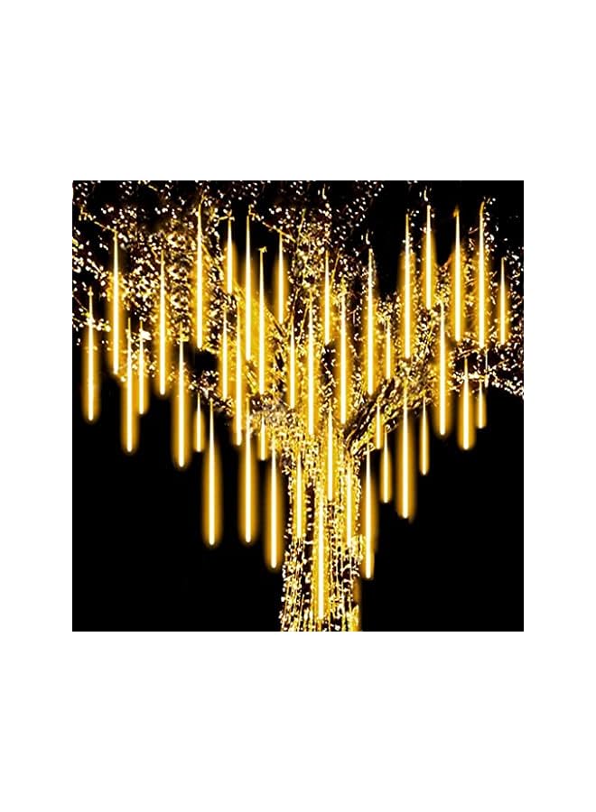 The Bros أضواء مطر شهب عيد رمضان، 8 أنابيب LED متساقطة للإضاءة الخارجية المقاومة للماء - أصفر - Image 2