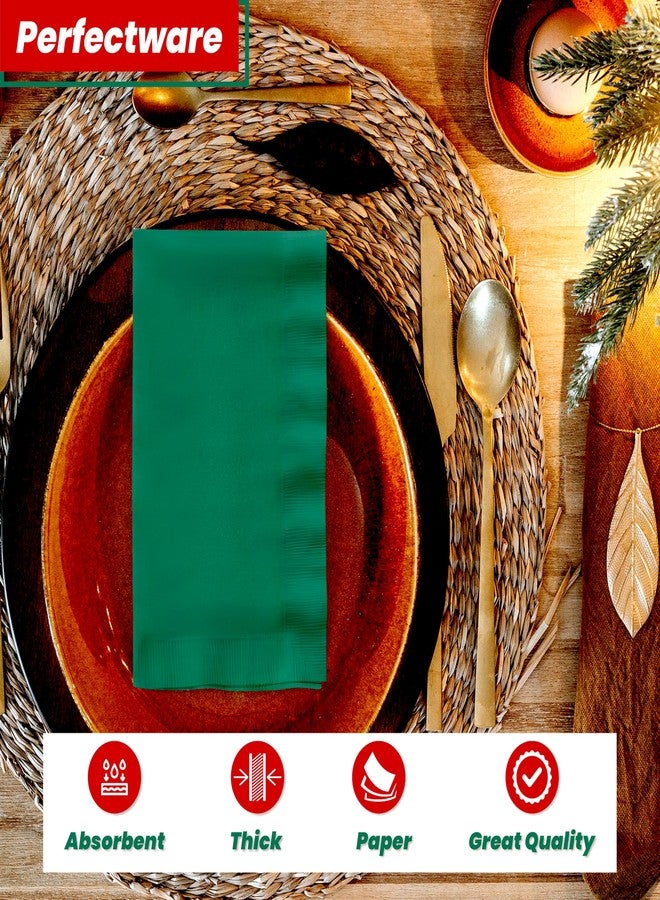 Perfectware 2PLY Christmas Paper Dinner Napkins. Pack of 100CT in Green and Red. 15 x 17 Paper Dinner Napkin Set - Image 5