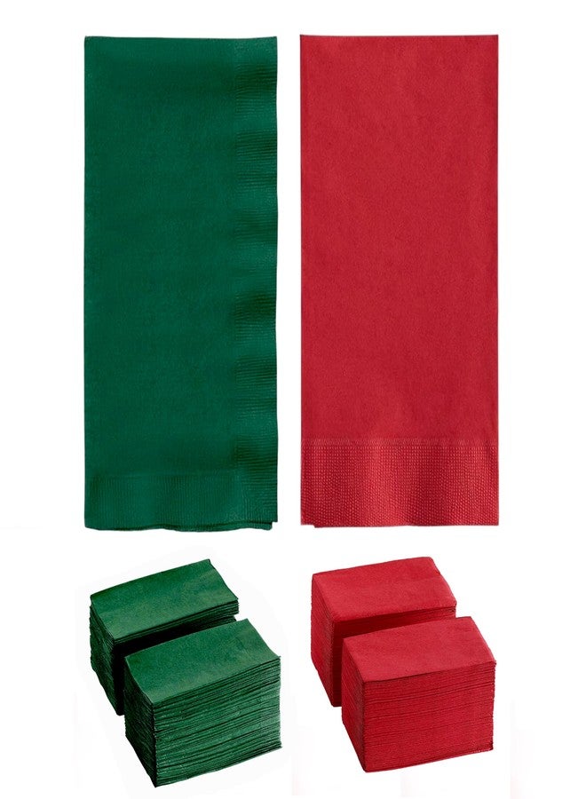 Perfectware 2PLY Christmas Paper Dinner Napkins. Pack of 100CT in Green and Red. 15 x 17 Paper Dinner Napkin Set - Image 1