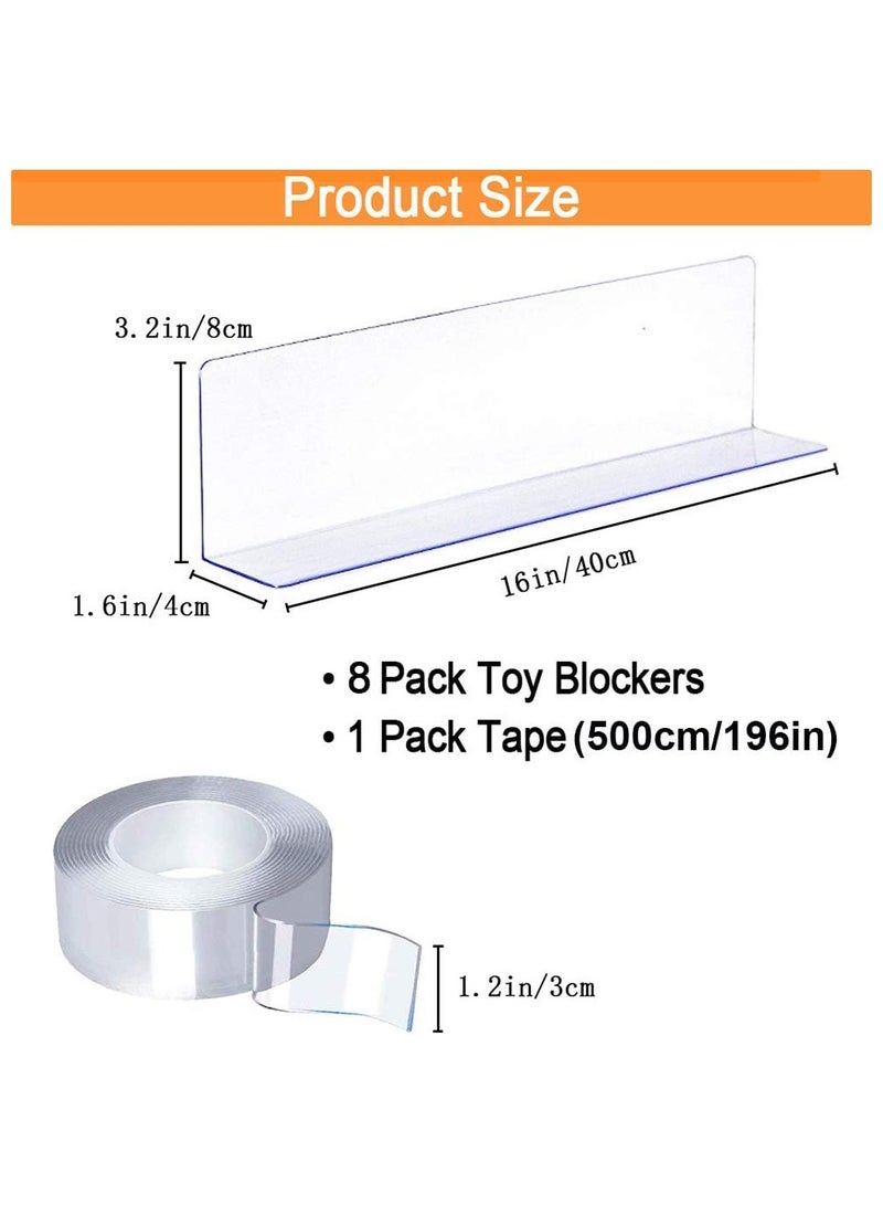 TPGP Toy Blockers for Furniture, Clear Blocking Board Under Furniture, Pet Baffle Board, Strong Adhesive Baffle, Adjustable Gap Bumper for Sofa, Bed (8 Pack/3.2 Inch) - Image 2