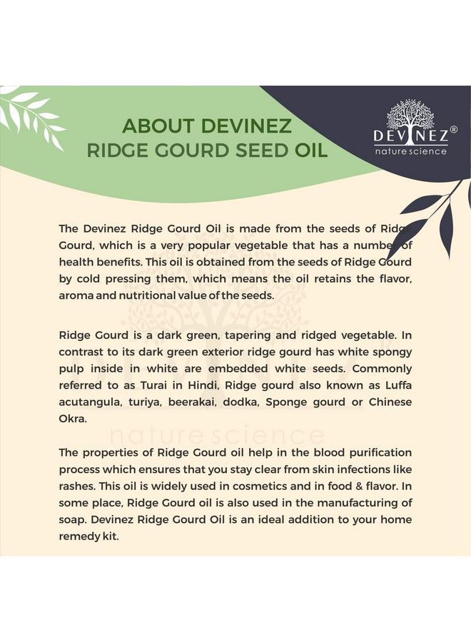 Devinez Ridge Gourd Coldpressed Oil 15Ml 100% Pure Natural & Undiluted In Glass Bottle Improves Skin Tone Hydrates & Nourishes The Skin Healthy Rejuvenating Glow - Image 4