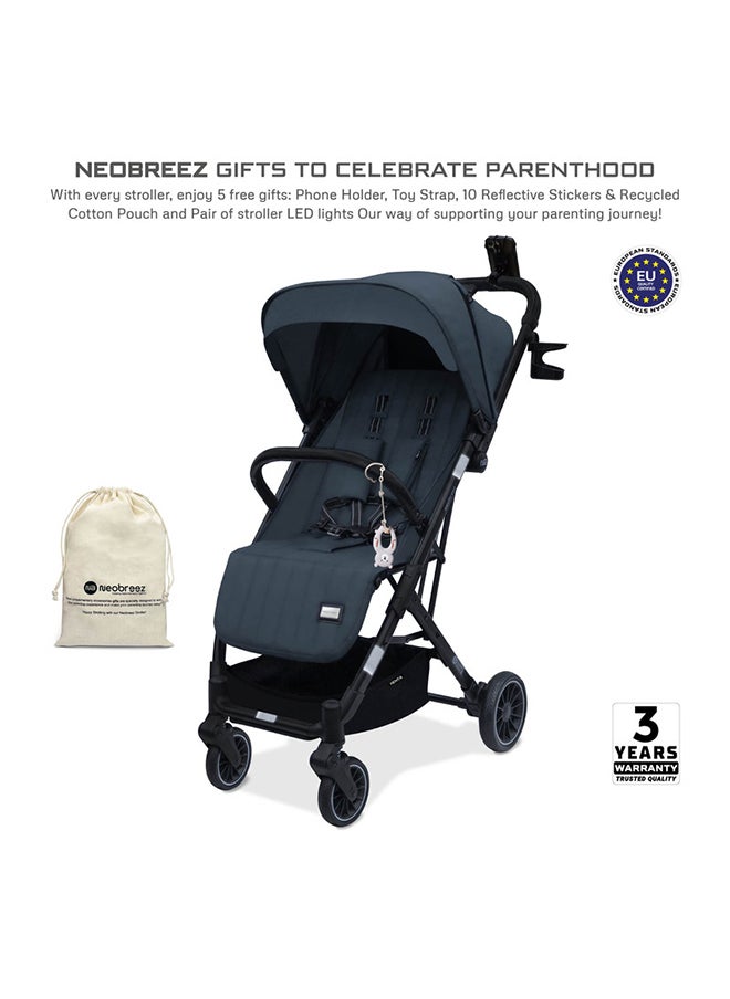 neobreez PENTA Lightweight Travel Baby Toddler Stroller, Trolley Handle Pushchair, Quick Fold And Auto lock, Waterproof UPF 50+ Canopy, Gift Bag, Toy Strap, LED lights, Cup And Phone Holder, 0-3yrs, 15kg, 3yrs Warranty  - Image 2