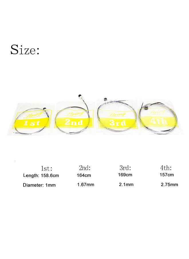 Full Set (G-D-A-E) Double Bass String Strings Steel Core Nickel Chromium Wound Ball End