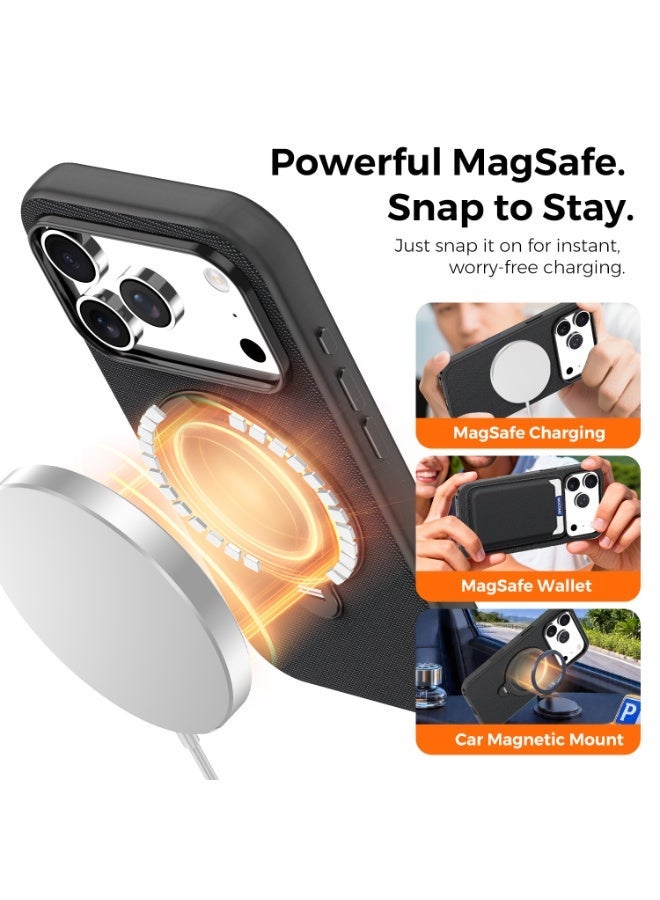 Tech Fabric 360° Rotating Ring Stand Magnetic Phone Case for iPhone 17 Pro Max / 17 Pro, Woven Drop-Proof Protective Cover - Image 1