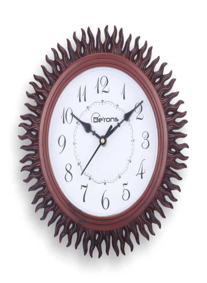 De'rons De’rons Designer Wooden Look Plastic Quartz Wall Clock Watch for Home Kitchen Bedroom Hall Living Room Office (DC-027 Brown) - Image 1