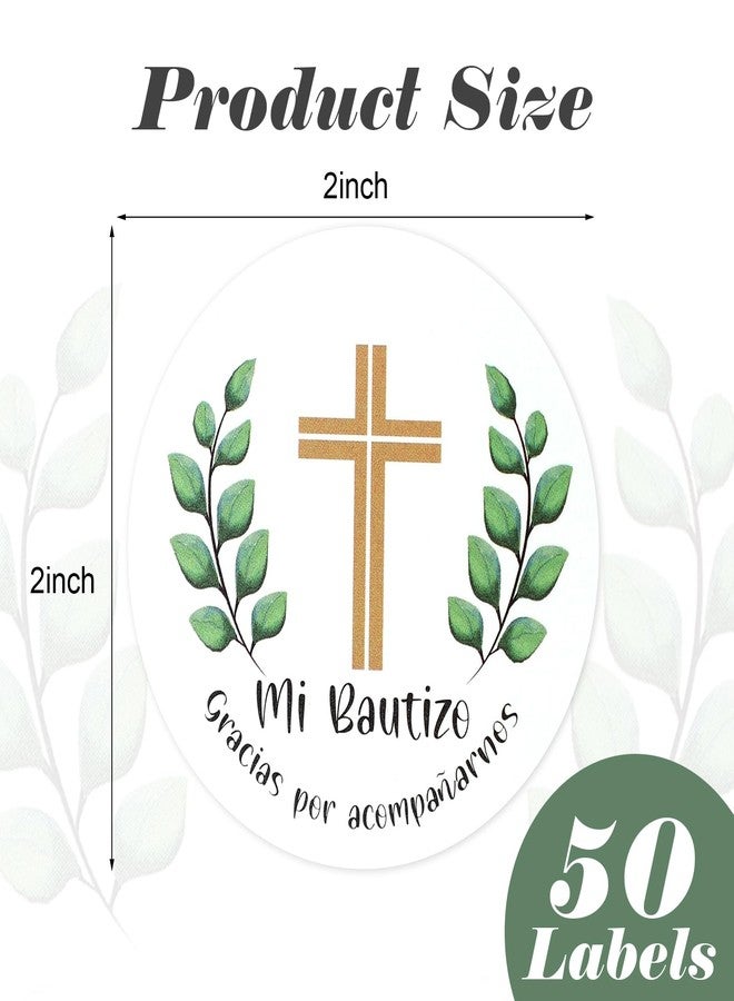 ROTEL 50 Pcs Mi Bautizo Stickers for Baptism Party Favors,Gracias Por Acompañarnos Tags for Spanish Baptism Decor,Mi Bautizo Sign Decoracion para Recuerdos de Bautizo Niña Niño - Image 2