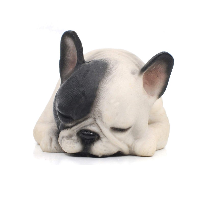 Comfy Hour Doggyland Collection Miniature Dog Collectibles 6 Lying Sleeping French Bulldog Figurine Realistic Lifelike Animal Statue Home Decoration Black and White Polyresin