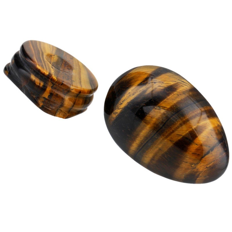 mookaitedecor Tiger's Eye Crystal Egg Polished Gemstone Figurines with Stone Stand - Image 3