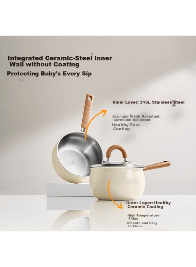 Supor Small Milk Pot Round Large Belly Baby Food Pot 316 Stainless Steel Hot Milk Noodle Soup Pot Et18acds02 - Image 1