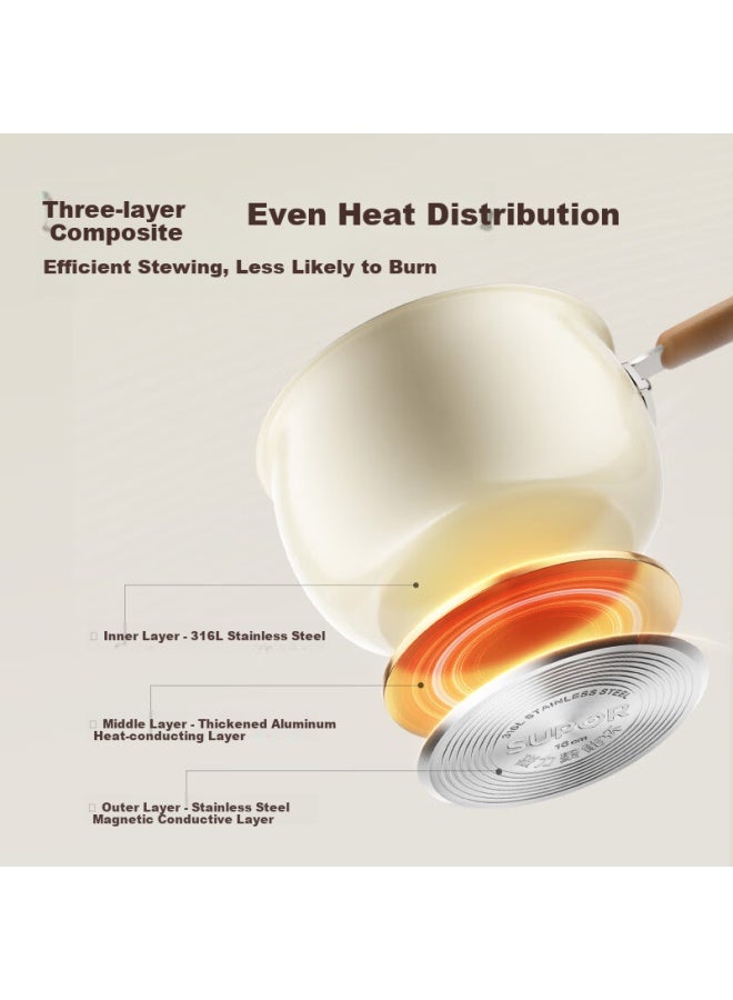 Supor Small Milk Pot Round Large Belly Baby Food Pot 316 Stainless Steel Hot Milk Noodle Soup Pot Et18acds02 - Image 3