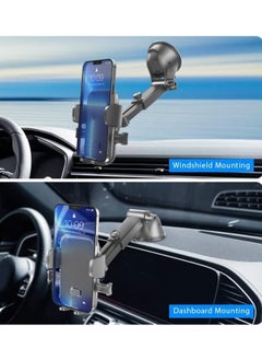 VAYMAY Car Phone Holder Dashboard Adjustable Car Mobile Stand Windshield Car Cradle Suction Compatible For iPhone 16 Series, 15 Pro,15 Pro Max, Car Phone Holder - Black  - Image 2