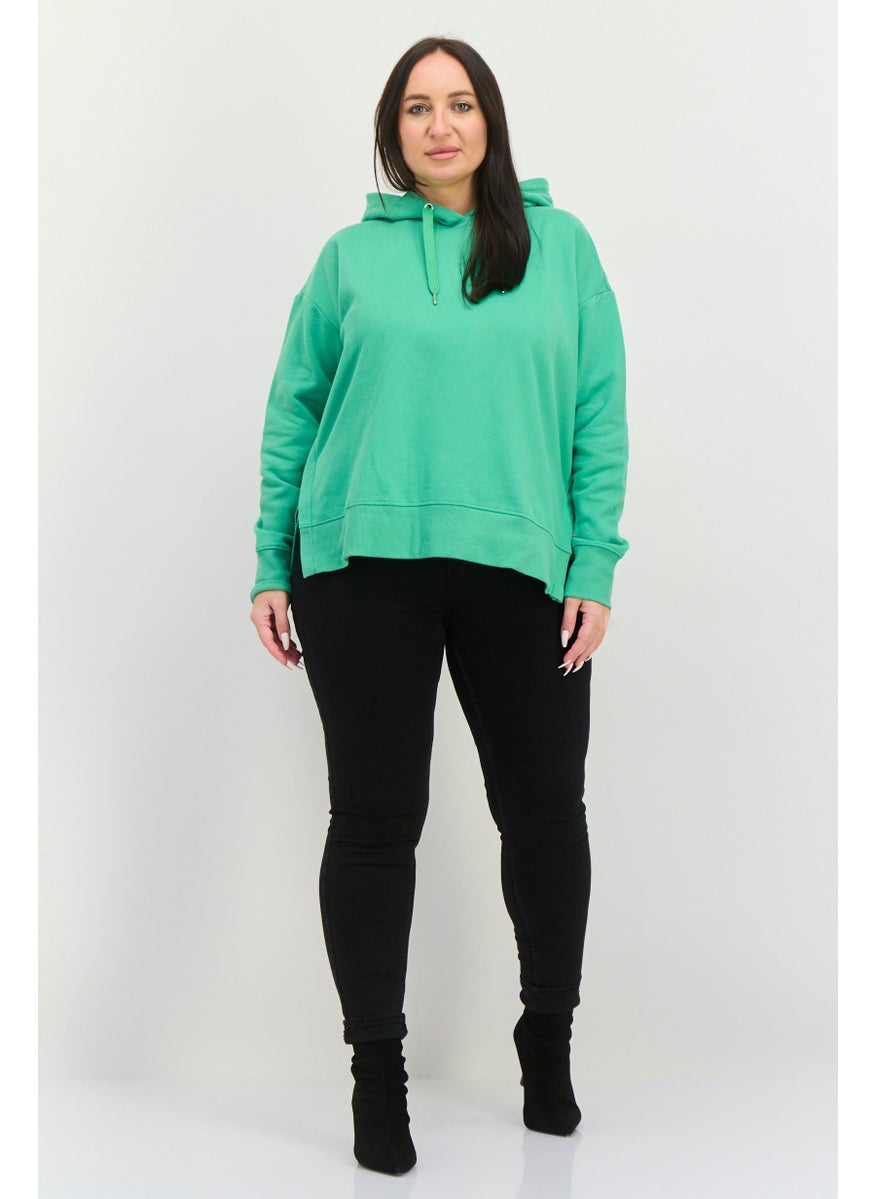 Women Hood With Drawstrings Solid Sweatshirt, Green - pzsku/ZD143B302500408775CF7Z/45/_/1739715351/a1e7091b-f1b1-40c4-99aa-6553424aca8f