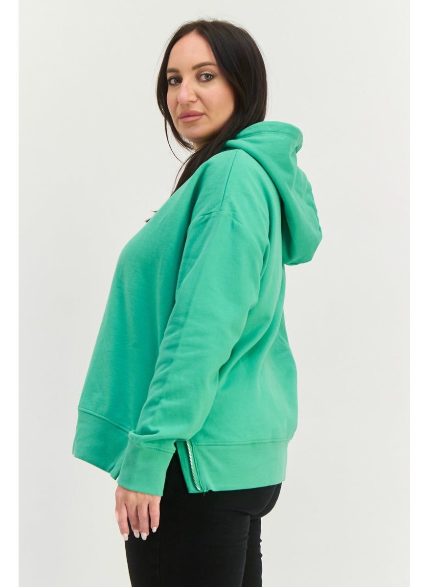 Women Hood With Drawstrings Solid Sweatshirt, Green - pzsku/ZD143B302500408775CF7Z/45/_/1739715402/3d5a4381-b4fb-495f-b56e-67a0341b40a7