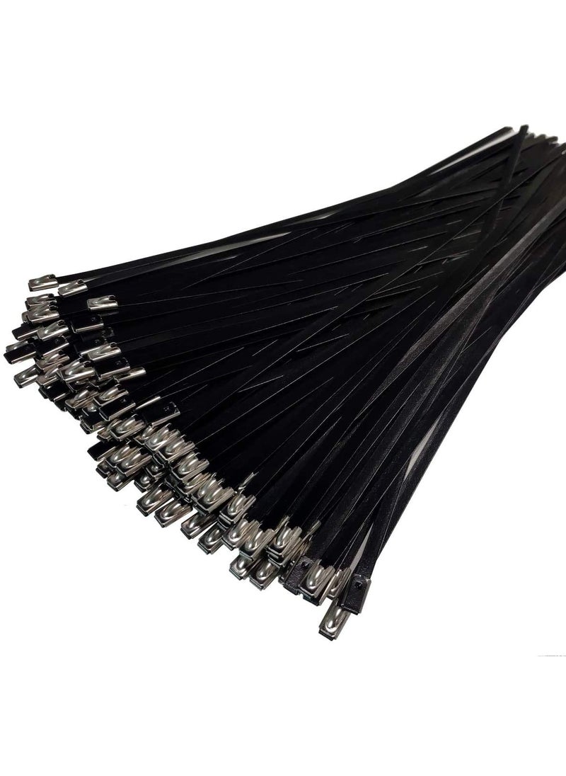 ADD GEAR ADD GEAR Stainless Steel 316 Black SelfLocking Cable Zip Ties Exhaust Wrap MultiPurpose DIY Locking Cable Metal Zip Ties Black 200 mm 8 inches 20  - Image 2