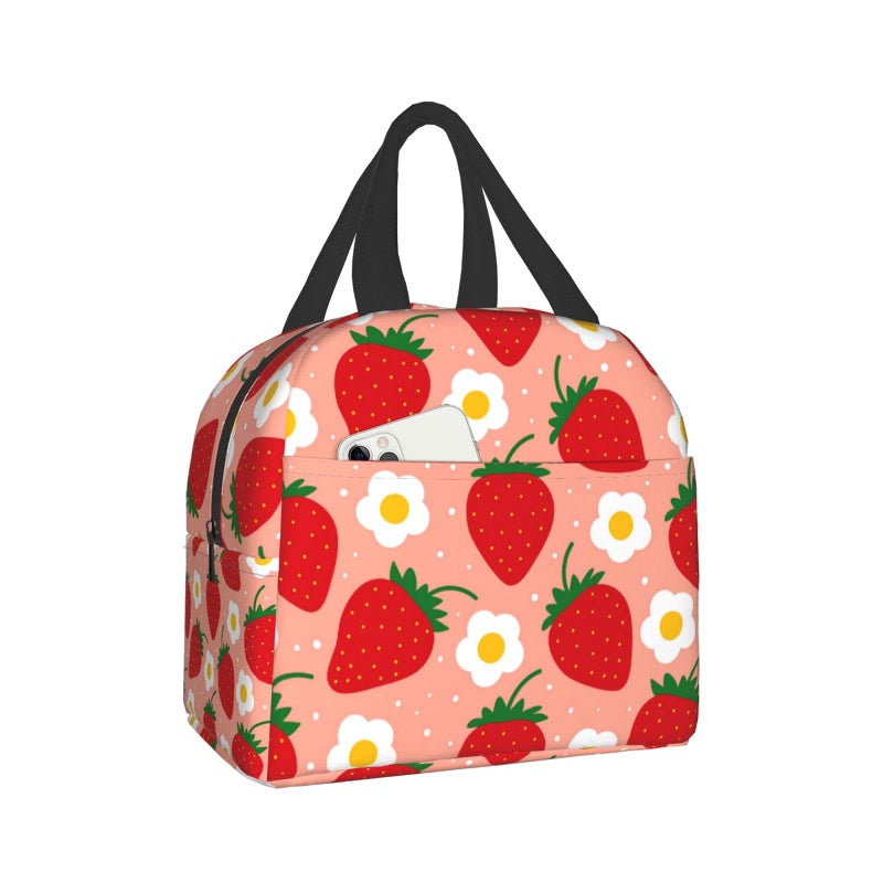 carati Strawberry Fruit Lunch Box Waterproof DirtResistant Lightweight Thickened Handle Upgraded Zipper Suitable for Work Picnics Travel Reusable