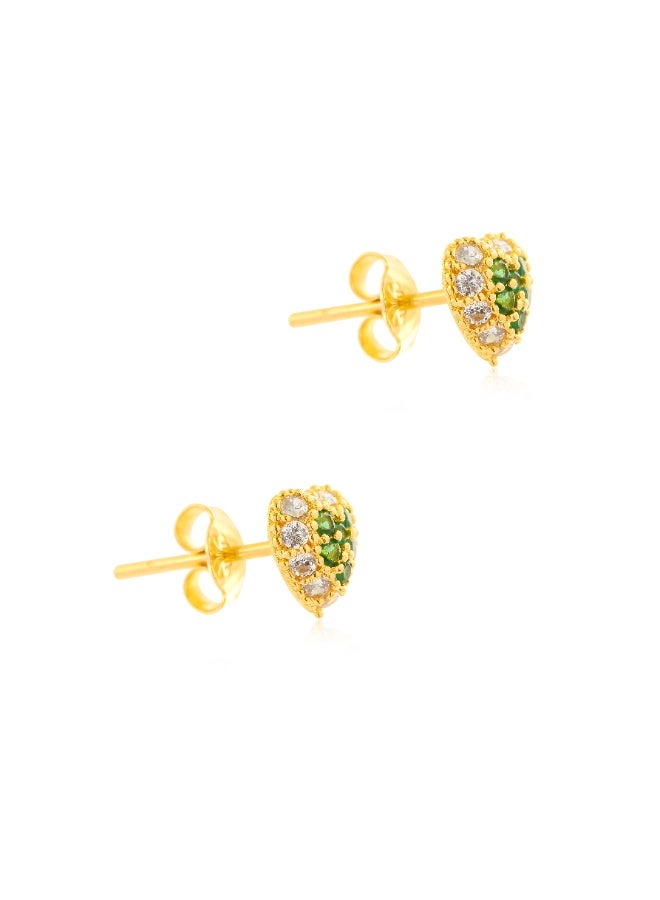 BAFLEH JEWELLERY Radiant Heart 22K Yellow Gold Pendant Set with White & Green Stones by Bafleh Jewellery  - Image 5