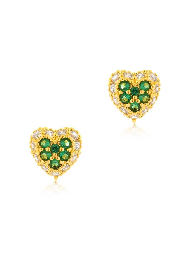 BAFLEH JEWELLERY Radiant Heart 22K Yellow Gold Pendant Set with White & Green Stones by Bafleh Jewellery  - Image 4