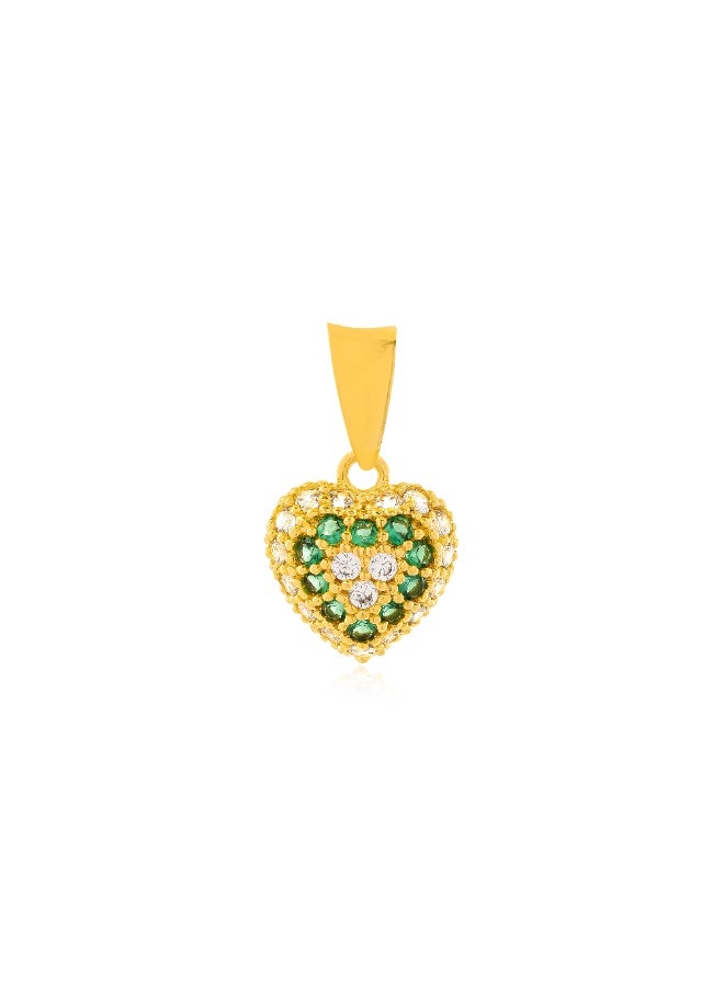 BAFLEH JEWELLERY Radiant Heart 22K Yellow Gold Pendant Set with White & Green Stones by Bafleh Jewellery  - Image 2