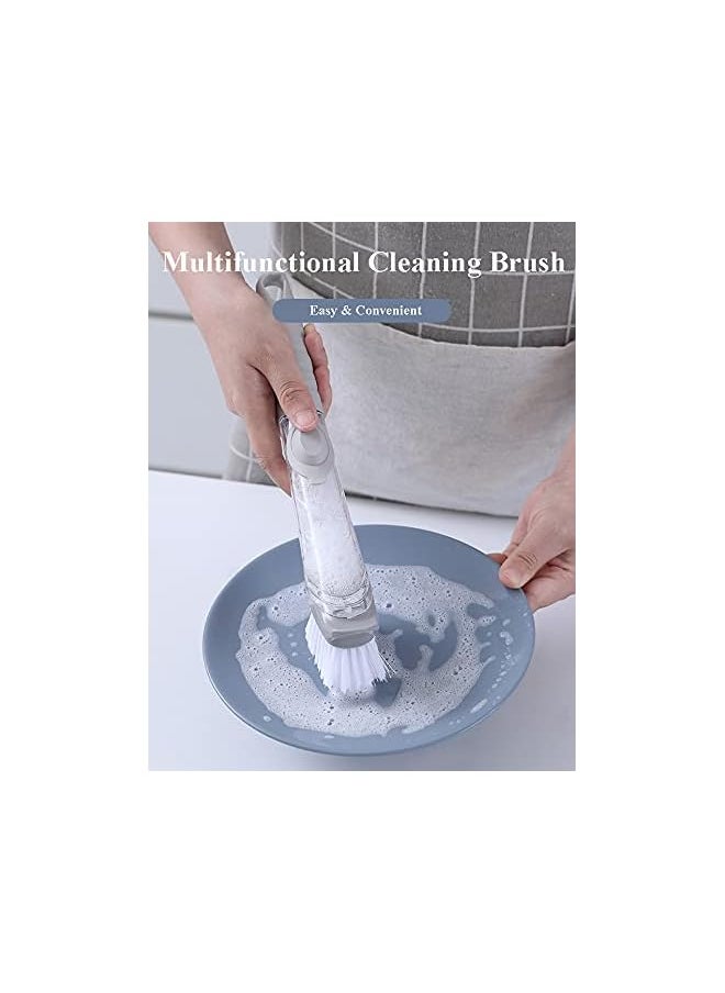 PROMASS - promass Soap Dispensing Dish Brush, Washing Up Brushes with Long Handle & Replacement Heads, Kitchen Brush for Pans Pots Sink, dishwashing sponge, dish sponge - Image 1