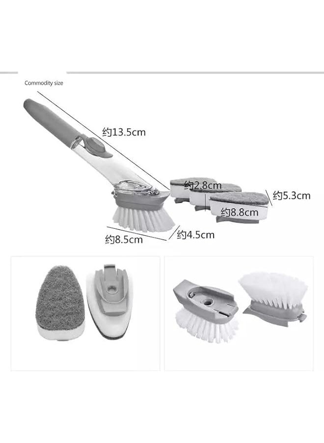 PROMASS - promass Soap Dispensing Dish Brush, Washing Up Brushes with Long Handle & Replacement Heads, Kitchen Brush for Pans Pots Sink, dishwashing sponge, dish sponge - Image 1