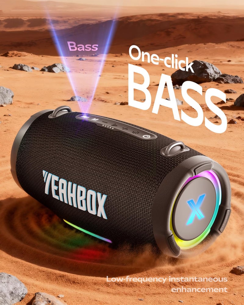 YEAHBOX مكبر صوت بلوتوث YEAHBOX نوفا بيت، مكبر صوت محمول هاي فاي للحفلات مع تعزيز الجهير العميق، عرض ضوء RGB، حماية IPX، وقت تشغيل طويل، اقتران ستيريو TWS، للاستخدام المنزلي والخارجي - Image 2