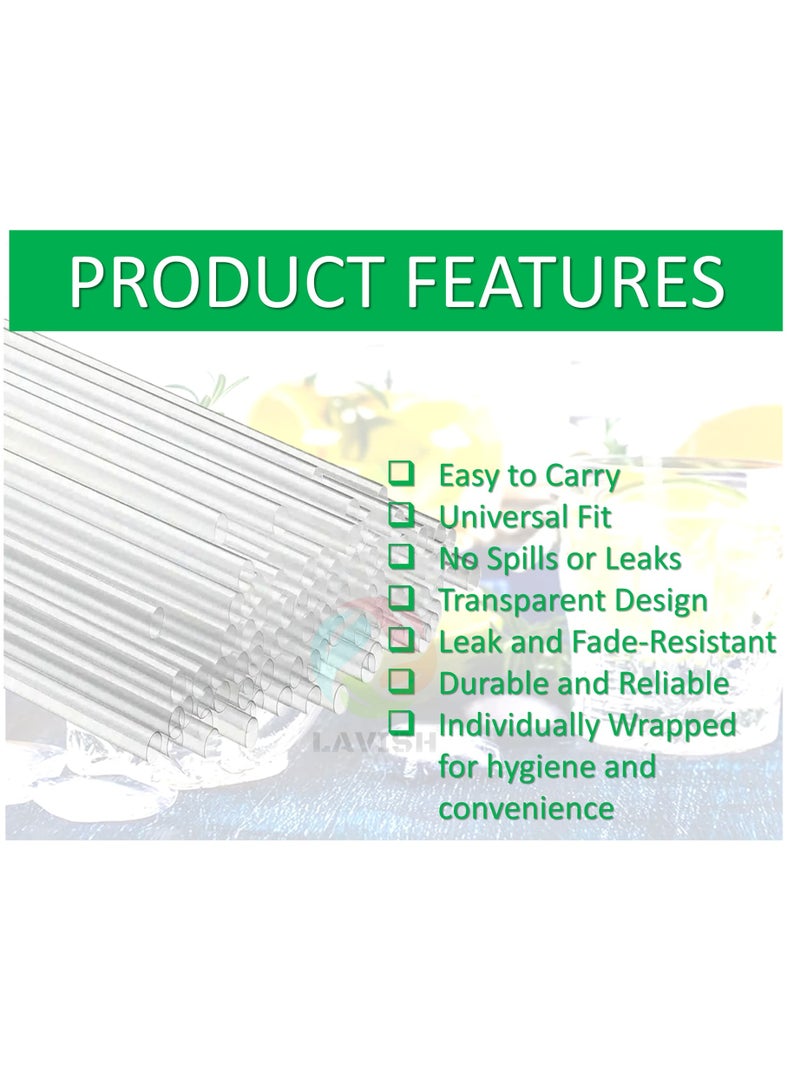 Lavish 100Pcs Clear Long Disposable Plastic Drinking Straws 24cm | Individually Wrapped Straws | Extra Long for Juice, Milk, Smoothies, Parties | Hygienic & Convenient Everyday Use - Image 4