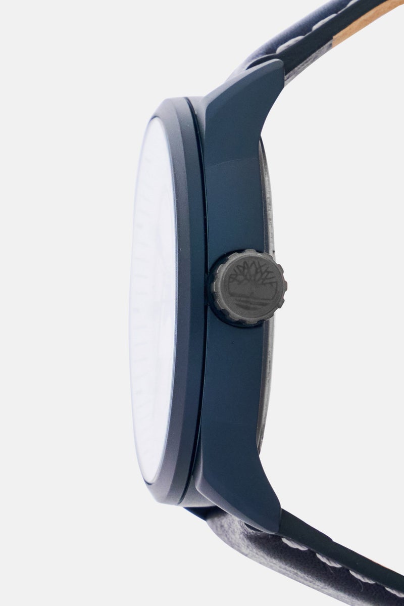 Timberland Men TBL15029JLBL/01 Leather Analog Watch 46 mm, Navy  - Image 4