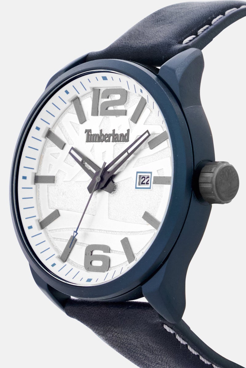Timberland Men TBL15029JLBL/01 Leather Analog Watch 46 mm, Navy  - Image 3