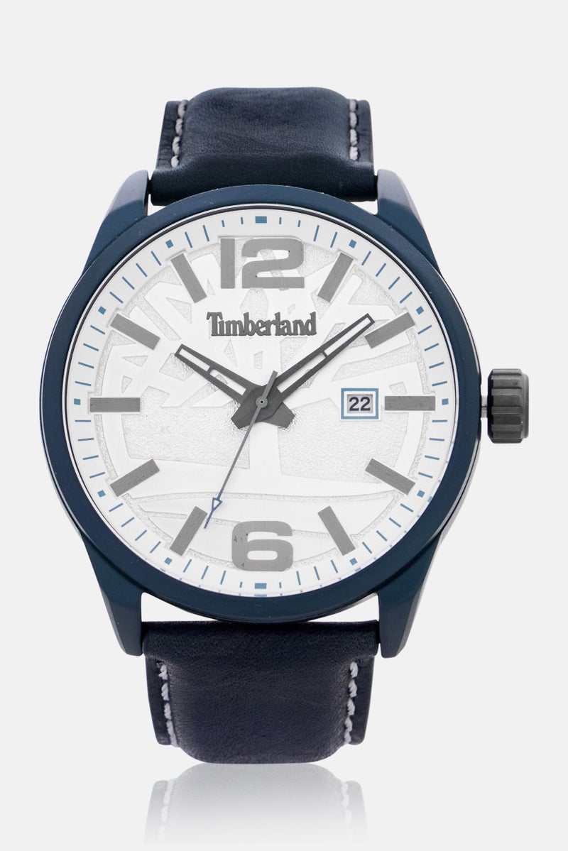Timberland Men TBL15029JLBL/01 Leather Analog Watch 46 mm, Navy  - Image 1