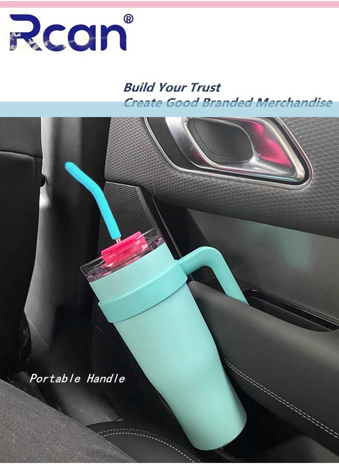 Rcan - Stainless Steel Double Layer Vacuum Hot Water Cup With Handle Lid and Straw Large Capacity Car Cup Is Sealed and Leak Proof to Portable Coffee Tea Suitable for home travel sports outdoor 40oz - Image 1